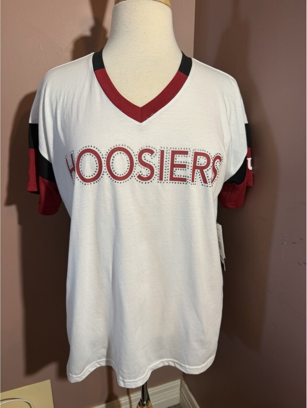 GIII 4 Her Indiana Hoosiers T Shirt Womens Size Large Bedazzled New